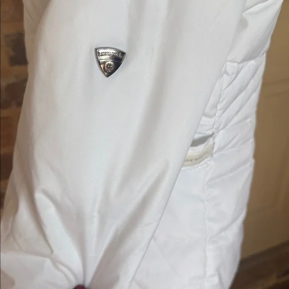 Vintage Anne Klein White Down Hooded Ski Jacket Puffy Parka Real Fur Trim Sz S - Picture 5 of 15